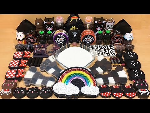 BLACK SLIME ! Mixing Random Things into Glossy Slime ! Satisfying Slime, ASMR slime #180