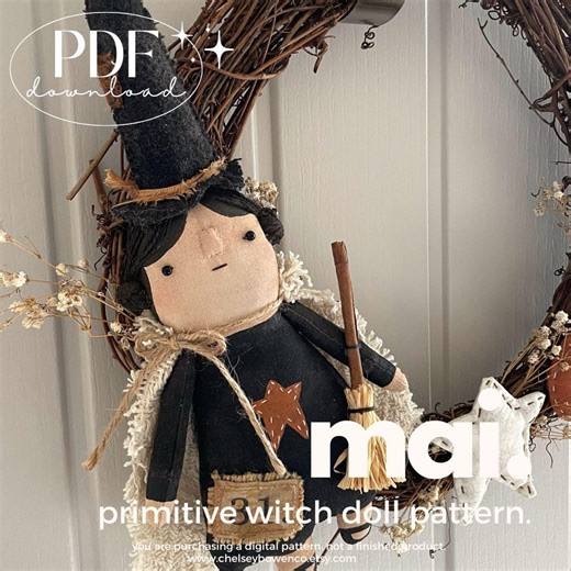 Primitive Witch Doll Sewing Pattern: MAI, Autumn Decor (PDF Pattern) - Etsy