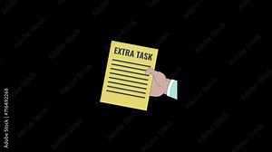 Giving extra task line 2D character hand animation. More responsibility at workplace flat color cartoon 4K video, alpha channel. Handing out work animated person body part on transparent background