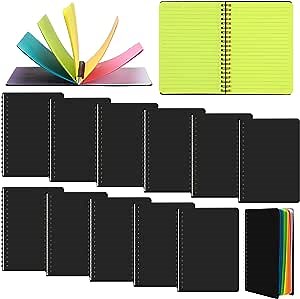 Seajan 12 Pcs Spiral Notebook with Bright Colored Lined Paper College Ruled Note Books 5 x 7 Inches Colored Paper Notebook for Students Kids Studying School Office Supplies, 70 Sheets/ 140 Pages