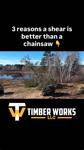 3 reasons why shears are better than chainsaws 1. Safety, it’s much safer taking down trees with a shear in a reinforced cab than hand felling trees 2. Faster, cycling the shear blades is much quicker. 3. Transport, having the ability to move the tree to a pile or specific location paired with number 2. 4. Who doesn’t want to operate equipment? 😂 Rest assured a chainsaw will never be replaced and a shear doesn’t fit all applications 😁 | Timber Works LLC