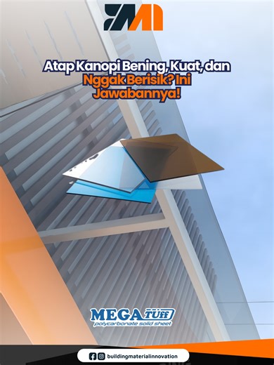 Atap Kanopi Bening, Kuat, dan Nggak Berisik? Ini Jawabannya! #atapkanopi #kanopirumah #ataprumah #megatuff #polycarbonatesolidsheet #buildingmaterials #buildingmaterialsinnovation #atap
