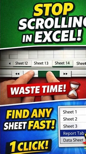 Excel Hidden Trick 😱 Find Any Sheet in 1 Click! No More Scrolling