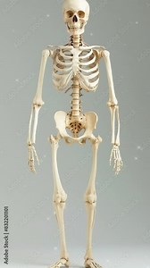 Human skeleton replica scanning with clear background video for science learning