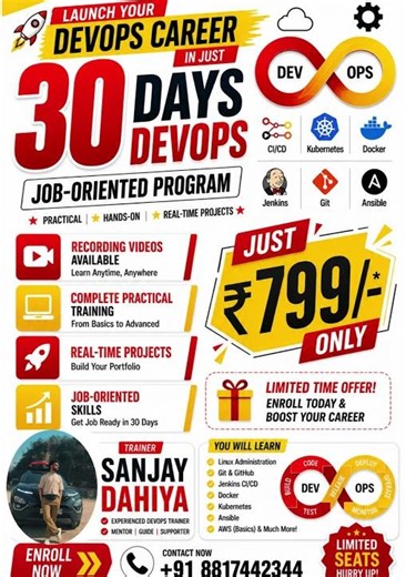 👉 🚀 Learn DevOps in 30 Days | Job-Oriented Program | Just ₹799 #devopsengineer #joboriented #2026