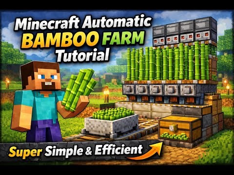 Minecraft Automatic Bamboo Farm Tutorial | Super Simple & Efficient