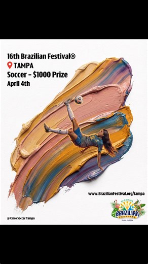 🎉 ON APRIL 4th ! Tampa, get ready! The Annual Brazilian Festival returns for its 16th edition — bigger, brighter, and more vibrant than ever! 🇧🇷✨ Experience the rhythm, flavors, and soul of Brazil with live concerts by Negritude Junior, Big Mountain, Forrómeno, Vitin (former lead singer of Onze:20) and more! 🎶🔥 ⚽ Soccer tournaments with $1,000 prizes 🎭 Carnival Parade and LOCAL BANDS ! 🏆 Brazilian Festival Community Awards 🍴 Authentic Brazilian food 🎨 Cultural exhibits 👧 Kids Zone & fa