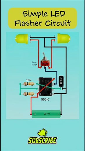💡 Simple LED Flasher Circuit using 555 IC (Astable Multivibrator) #diy #electrical #explore