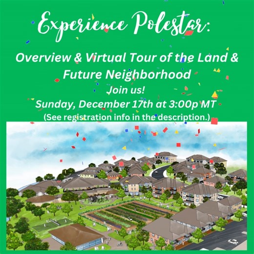 Curious about the new intentional community in Fort Collins, CO, based on spirituality and new urbanism? Learn more this Sunday! Details & free registration here: https://www.polestarvillage.com/event/experience-polestar-overview-virtual-tour-of-the-land-future-neighborhood-3-2/2023-12-17/ #polestargardens #polestarvillage #newurbanism #intentionalcommunity #cohousing #consciousliving #spiritualcommunity | Polestar Village
