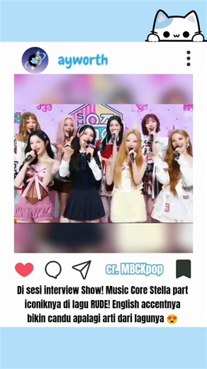 Pas sesi interview di Show! Music Core #stella bawain part iconiknya di lagu RUDE! 😍 #hearts2hearts