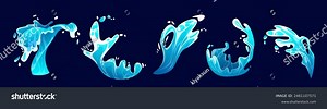 Cartoon Water Splash Vector Illustration Set Stock Vector (Royalty Free) 2461107571 | Shutterstock