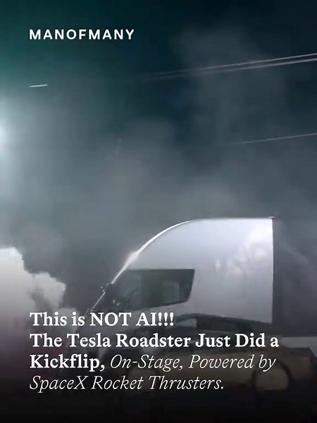 Are rocket thrusters and mid-air stunts the future of hypercars? Tesla’s long-delayed second-generation Roadster just made its official live demonstration debut at SpaceX’s McGregor facility, and Elon Musk brought stunt driving straight out of a video game to real life. Operating autonomously to demonstrate its SpaceX-engineered hardware, the Roadster prototype pulled off two unprecedented feats: Executing a flat-ground kickflip, perimeter cold-gas compressed-air thrusters generating over 80 kN 