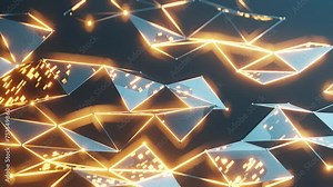 Futuristic technology network flowing seamless loop 4K background. Global business data network. Plexus triangle and lines, dot dynamic moving structure platform.