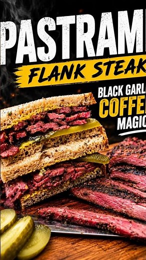 facebook BLACK GARLIC COFFEE PASTRAMI 🤯 Smoked Flank Steak! #pastrami #recipe #smoker