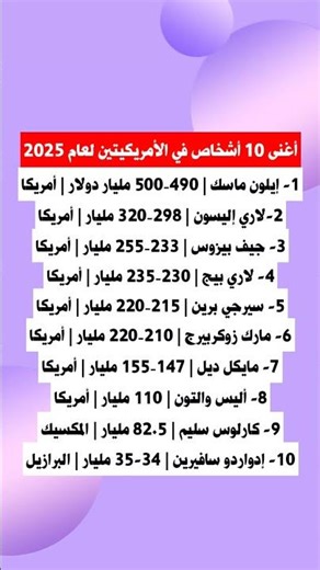 أغنى 10 أشخاص في الأمريكيتين لعام 2025