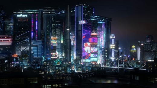 City, Cyberpunk, 4K. Free Stock Video