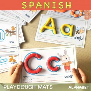 Spanish Alphabet Play Dough Mats Preschool ABC Tracing Practice Playdough Mats