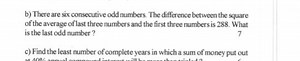 b) There are six consecutive odd numbers. The difference betwee... | Filo