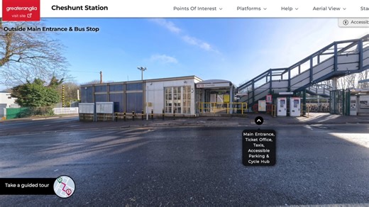 A virtual tour of Cheshunt rail station is now available on our website to help you plan your journey. Visit greateranglia.co.uk/virtualtours to see all of our station tours, as well as tours of our new trains, to help you travel with confidence. | Greater Anglia