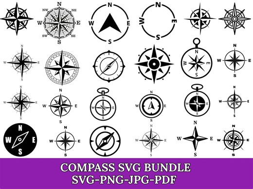 Compass Svg, Compass Rose Svg Bundle, Compass, Kompass Svg, Nautical Svg, Svg for Cricut, Laset Cut Files, Instant Download - Etsy