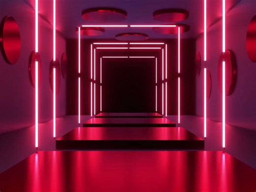 m1600 4K画质红色动感霓虹灯光光管跑马灯歌曲串烧爵士舞街舞灯光秀T台走秀唱歌舞蹈秀酒吧夜店巨燃动感闪亮幼儿园大学元旦晚会大屏幕舞台LED背景视频素材