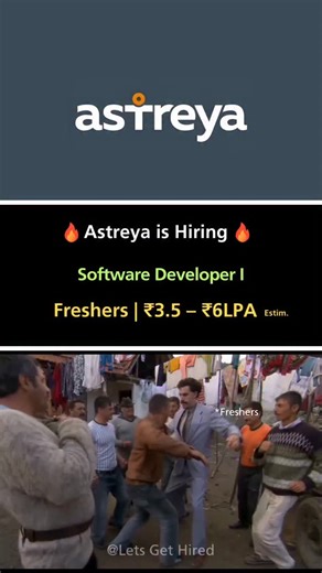 Lets Get Hired on Instagram: "Good software is invisible. Great software is dependable. 🧠⚙️ 💼 Astreya is hiring Software Developer I — Freshers & Early-Career Eligible If you enjoy writing clean code, working on enterprise-grade systems, and learning from real-world projects → this role is a strong developer foundation. 📩 Comment “SDE” and I’ll DM you the apply link + full role details 🔗 Or tap link in bio to apply instantly Learn deeply. Build reliably. 👉 Follow for more fresher & enterpri
