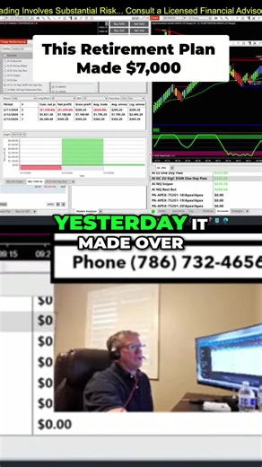 Loaded the retirement plan template with gold… and it made over $7,000 yesterday. Different setup. Early data. But it’s looking promising so far. We’ll keep watching the trajectory. Fingers crossed. Join us live at 9:15AM 👉 rightlinetrading.com #daytrading #goldtrading #automatedtrading #tradingsystems #rightlinetrading #futures #tradingresults