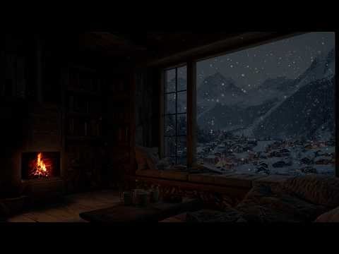 Soft Winter Snow beside the Fireplace ❄️ A Calm Atmosphere for Focused Work