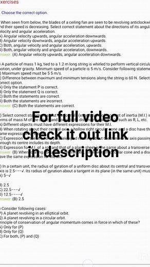 Rotational dynamics class 12 physics chapter 1 Exercise solutions