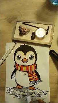 Coloring a Cute Penguin | Relaxing Winter Coloring Page