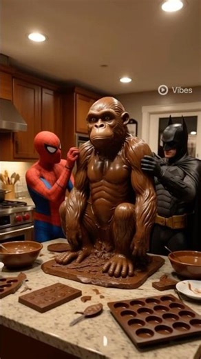 Spiderman vs Hulk with Batman Build a Giant chocolate monkey #marvel#hulk#spiderman #shorts
