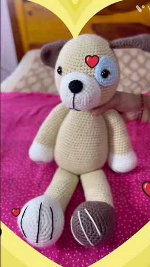 Handmade Crochet Teddy 🧸 with a Cute Blue Eye Patch 💙 | Amigurumi Magic! #crochettoys #crochet