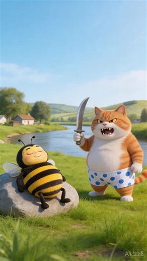 Orange cat vs.bee #orangecat #cartoon #funny #story ##bee