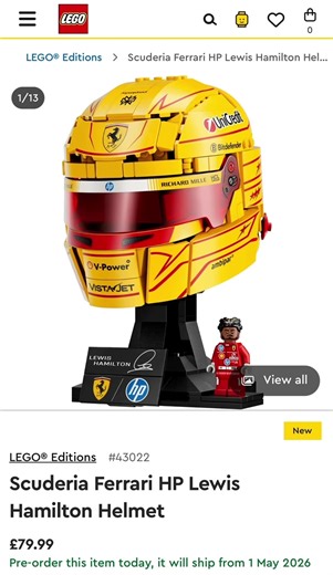 Lego Scuderia Ferrari: Lewis Hamilton Helmet Impressions