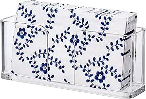 Amazing Abby Acrylic Guest Towel Napkin Holder (8.5"x4.5"), Plastic Napkin Dispenser with Non-Slip Pads, Clear Napkin Stand, Great for Kitchen Counter, Dining Table, Bathroom Vanity, and More