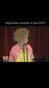 Phyllis Diller in 1977 joking about her mother-in-law. This is a perfect example of set up, punchline, tag, tag, tag. #phyllisdiller #motherinlaw #jokes #classiccomedy | The Phyllis Diller