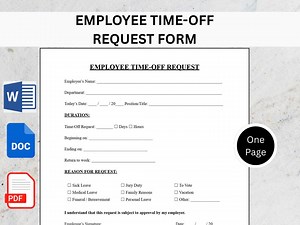 Employee Time off Request Template | Editable PTO & Vacation Request Form | PDF, Word, Google Docs - Etsy Australia