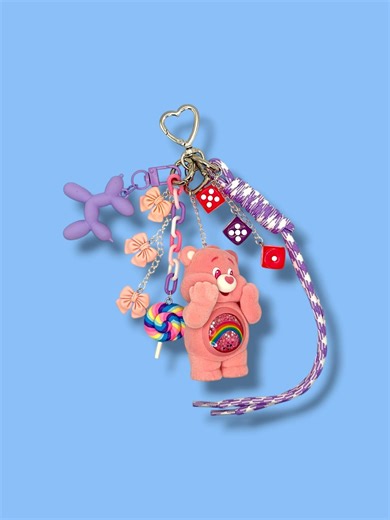 Authentic Care Bears Cheer Bear Custom Bag Charm/Keychain