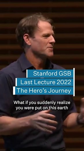 Each of us was put here to do something special. The hero's journey isn't just the best architecture of a story; it's the best framework for your life. Be the hero of your story - listen to where your heart is calling you, only you know what direction this is. Step out of your comfort zone, over the line of familiarity, and into adventure. Clip from 2022 Last Lecture at Stanford Graduate School of Business. #motivation #success #adventure #growth #courage #inspirational #mindsetmotivation