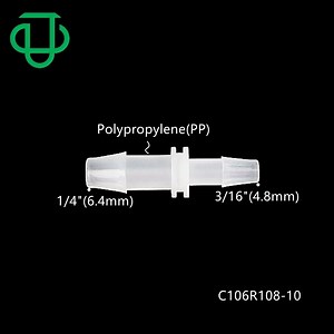 [Hot Item] Ju Natural PP 1/4" to 3/16" Straight 2 Way Reduce Barb I Type Reducer Fitting Barbed Reducing Tube Connector