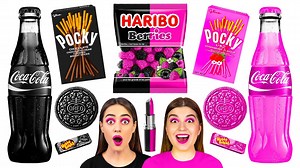 Desafío de Comida Rosa vs Negra Guerras de Bromas por TeenChallenge | TeenChallenge Spanish