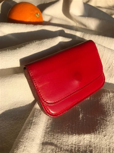 Vintage Red Leather Coin Purse | Euro Coin Wallet With Compartments | French Girl Mini Wallet | Compact Leather Change Purse - Etsy