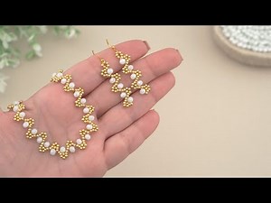 Easy Seed Bead Jewelry Making Tutorial for Beginners: DIY Wavy Crystal Seed Bead Bracelet & Earrings