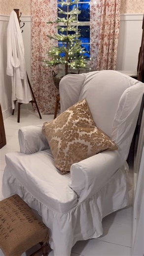 Deb McCoy and Danelle Harvey on Instagram: "Budget friendly slipcover option to give your wingback chairs a new look. Comment - I need a NEW LOOK - and check your DMs for the sources."