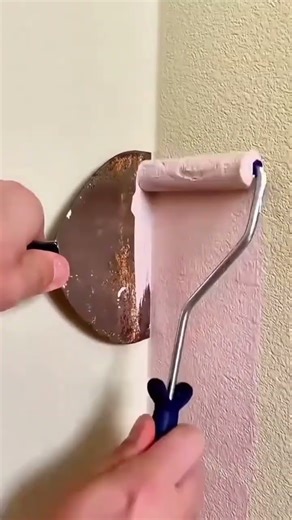 Painting clean wall edges using roller and putty knife #construction #popular