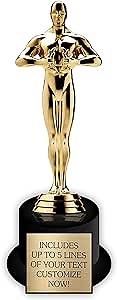 Achievement Custom Trophy 10.5 Inches Tall - Customized Golden Statue Award with Personalized Engraved Plate - Modern Victory Academy Statue - Best Actor Trophies - Personalize it Now!