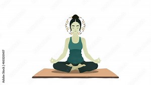 woman sitting in yoga lotus pose, Healthy wellness Asian woman yoga breathing meditating in lotus position, Spirit of the universe, A woman performs yoga and meditate, Meditation, mindfulness Stock Video