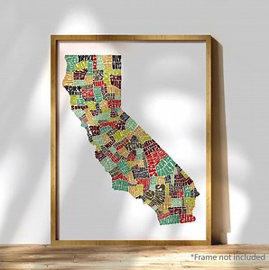 California Map Art, California Art Print, Signed Print of My Original Hand Drawn California Map Art - Etsy