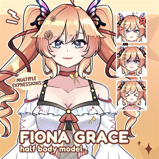Ready to Use Premade Vtuber Female - Fiona Grace / Customizable / Vtube Studio / Full Body / Fully Rigged / Live2d Model - Etsy