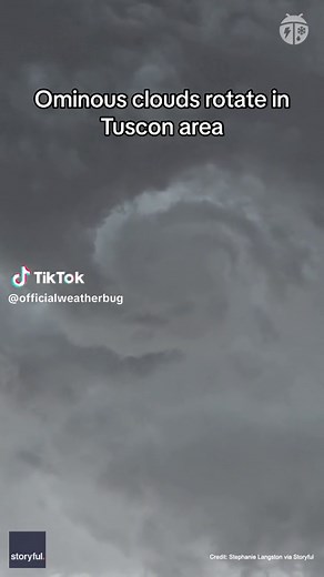 An ominous-looking cloud was seen swirling in Pima County, Arizona, on Monday, August 21, amid severe thunderstorm warnings for the Tucson area. #severe #thunderstorm #storm #rotation #tornado #supercell #weather #wx #knowbefore #fyp